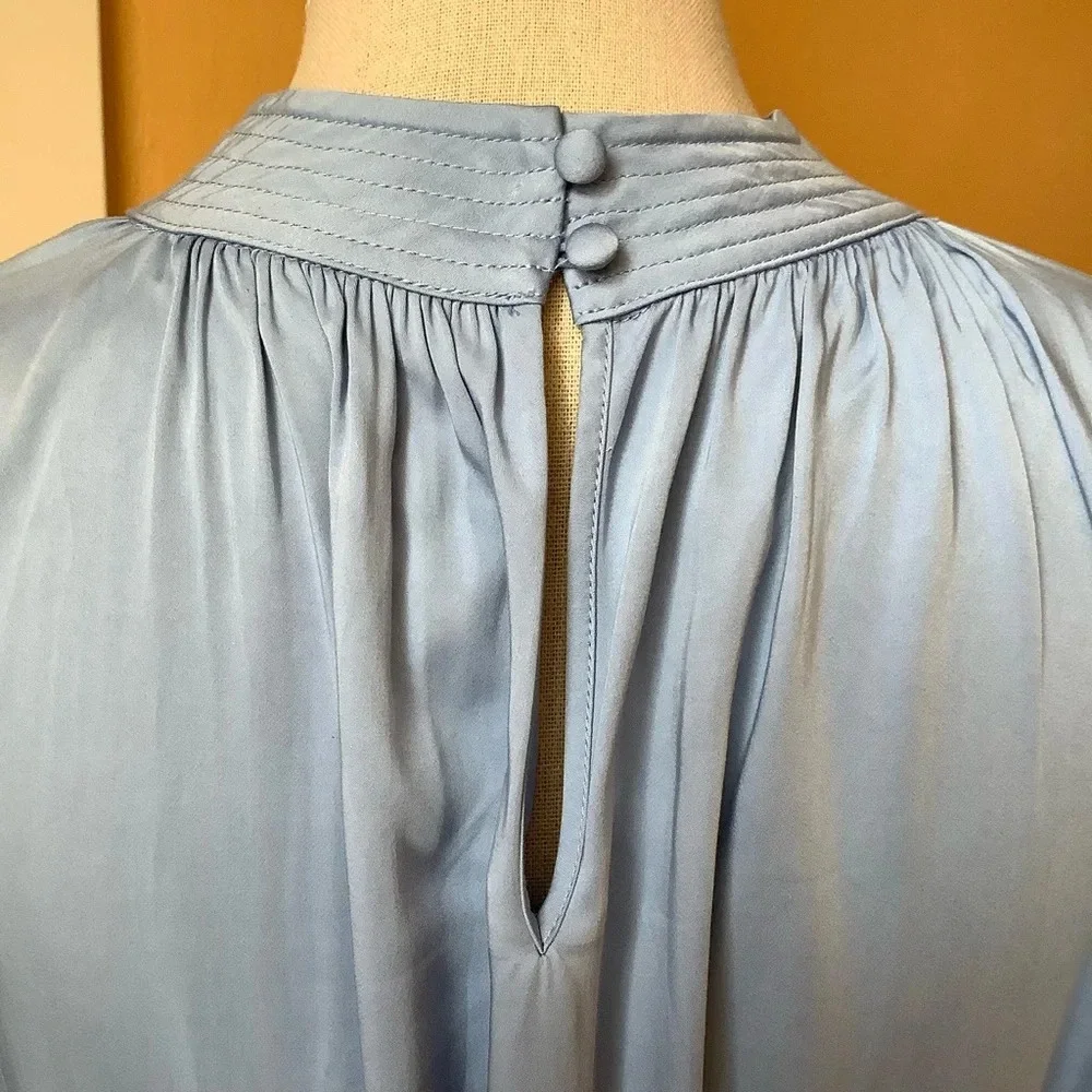 YAYA Women Bel Air Blue Gathered Blouse Size 36 - Picture 9 of 15